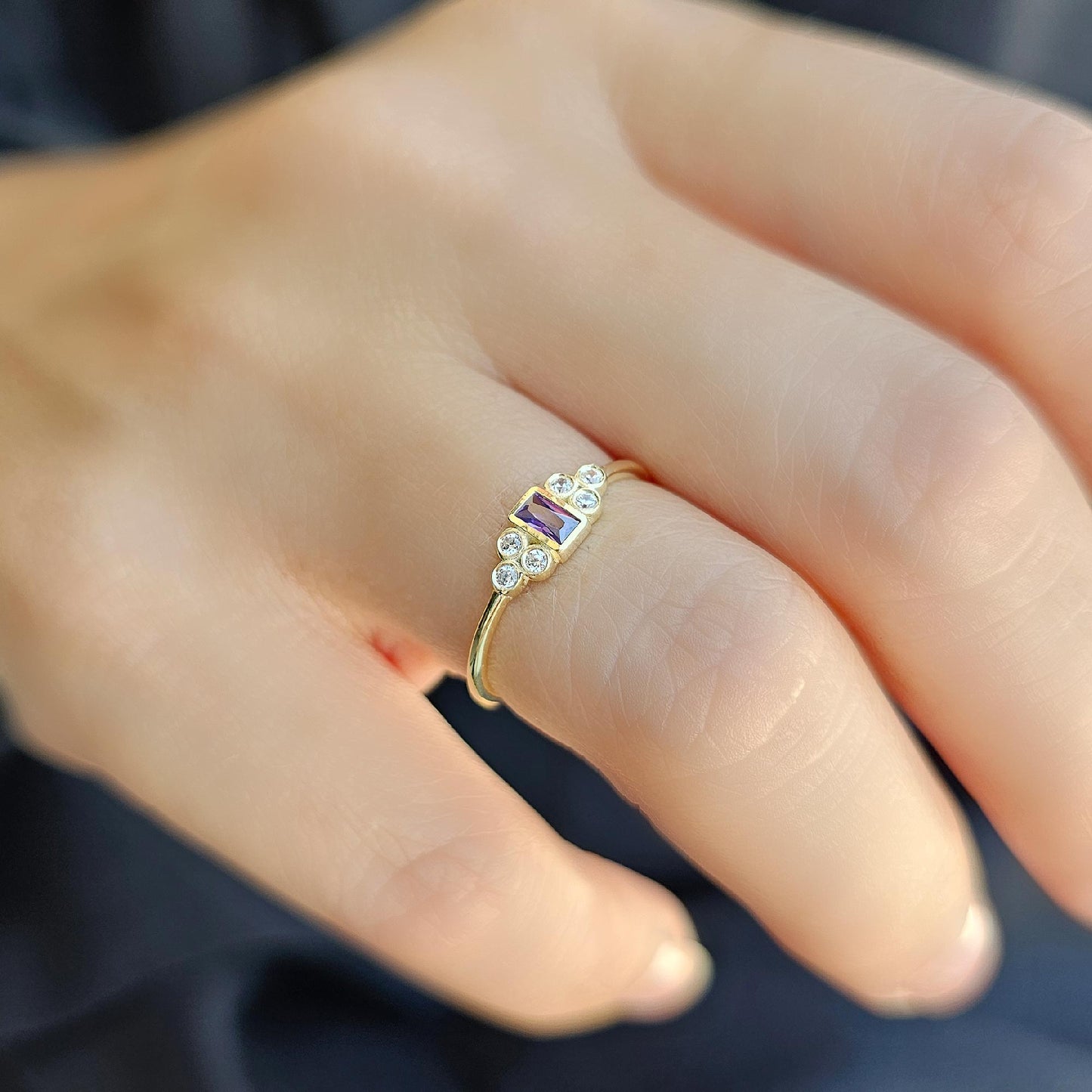 18K Gold Baguette and Cz Ring - 8S81AME