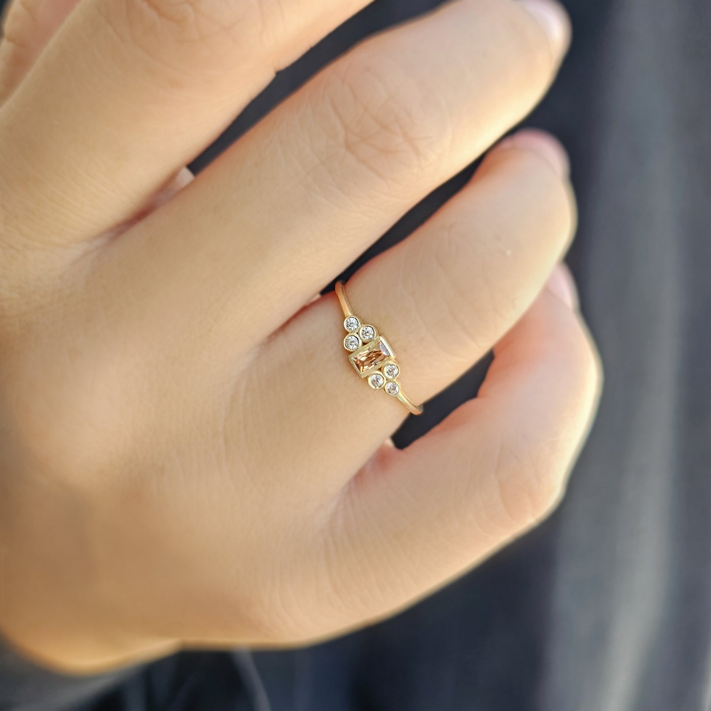 14K Gold Baguette Champagne and Diamond Ring - 8S81CHMP