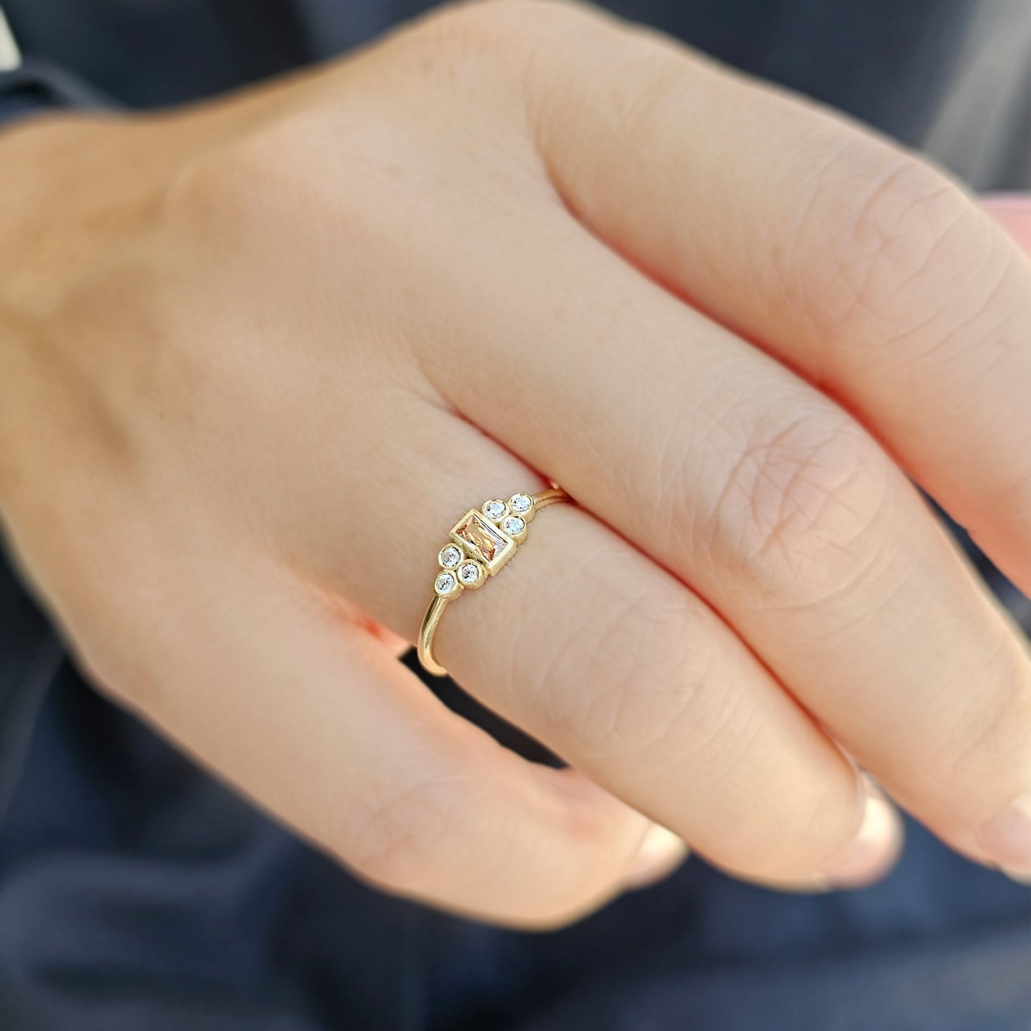 14K Gold Baguette Champagne and Diamond Ring - 8S81CHMP