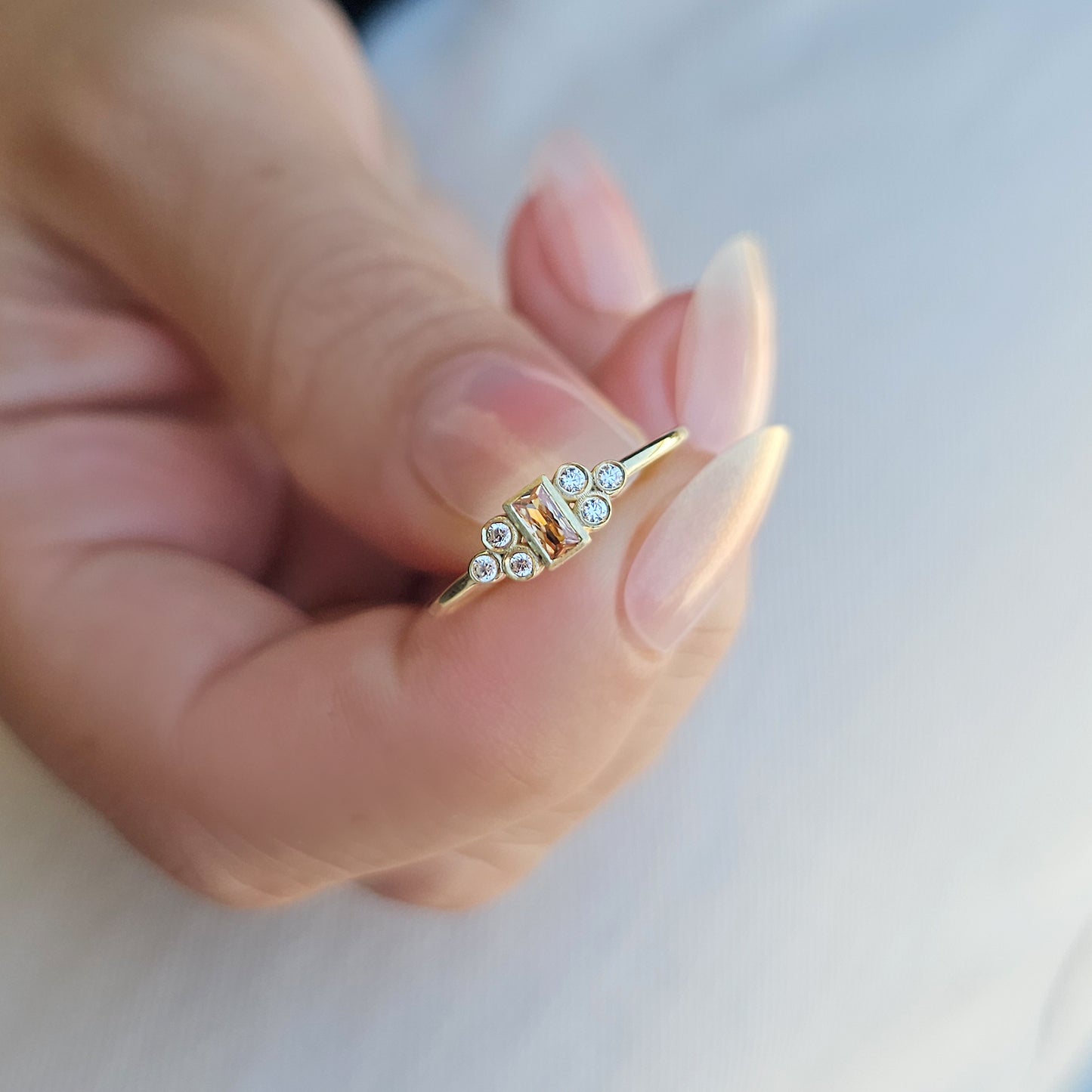 14K Gold Baguette Champagne and Diamond Ring - 8S81CHMP