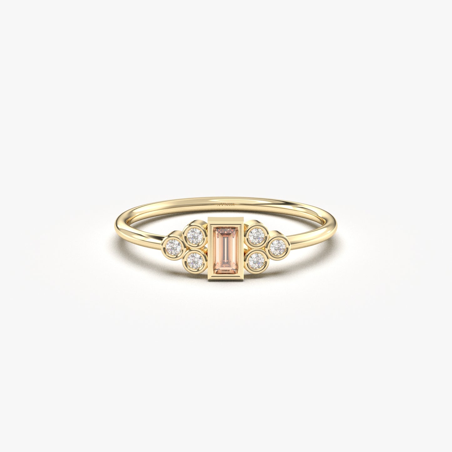 14K Gold Baguette Champagne and Diamond Ring - 8S81CHMP