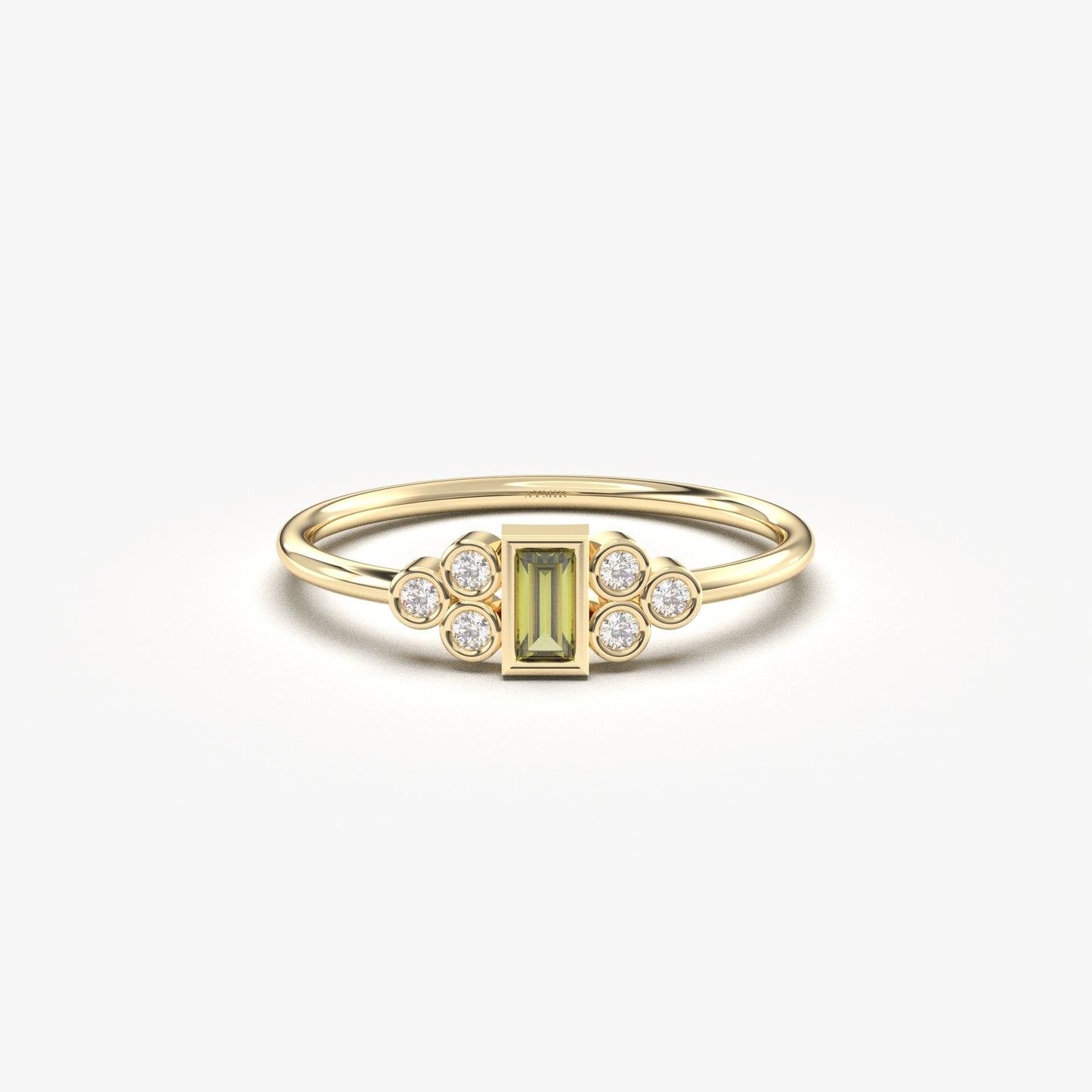 10K Gold Unique Baguette Peridot and Cz Ring - 8S81PER