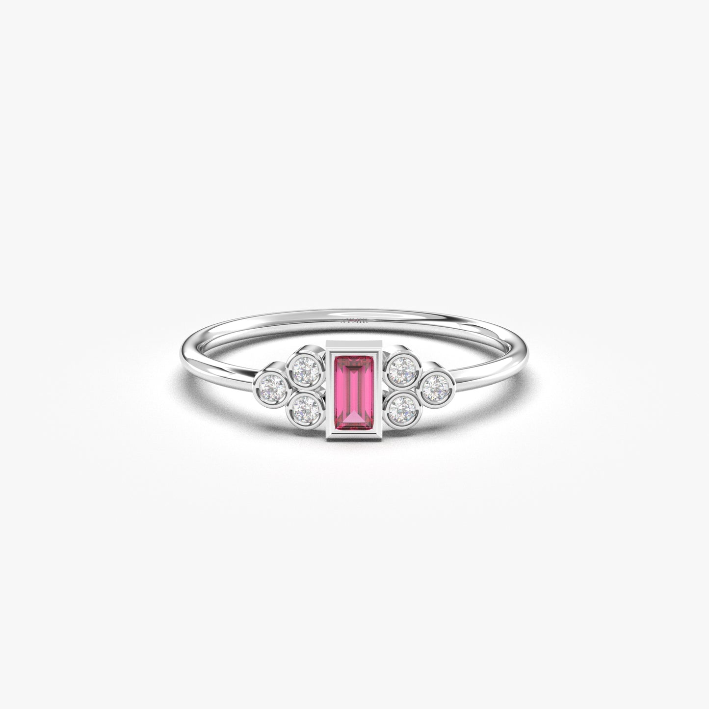 10K Gold Dainty Baguette Ruby and Cz Ring - 8S81RBY