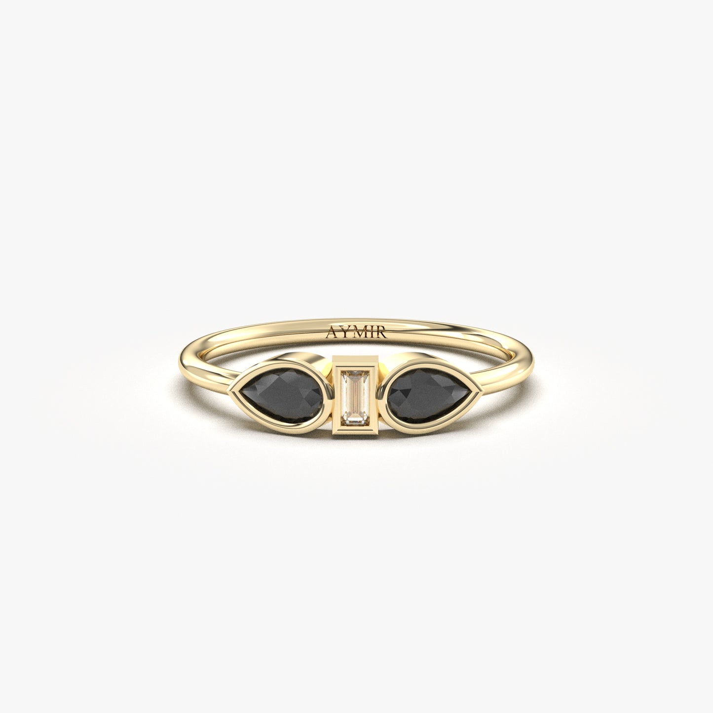 18K Gold Pear and Cz Ring - 8S88BLK
