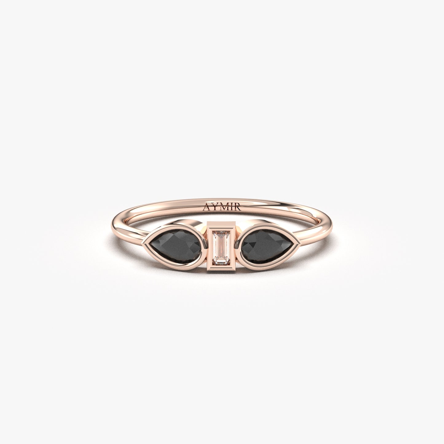 18K Gold Pear and Cz Ring - 8S88BLK