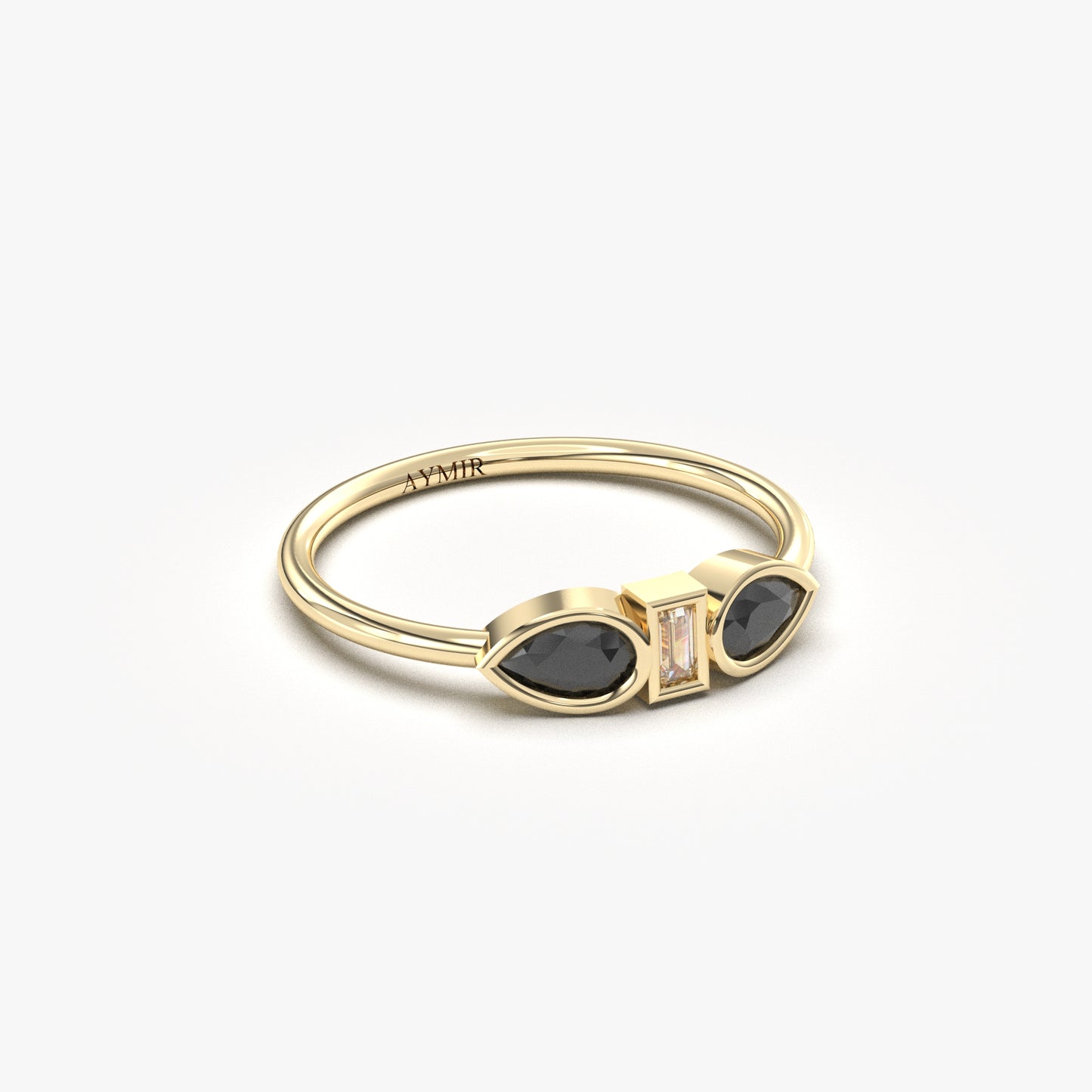 18K Gold Pear and Cz Ring - 8S88BLK
