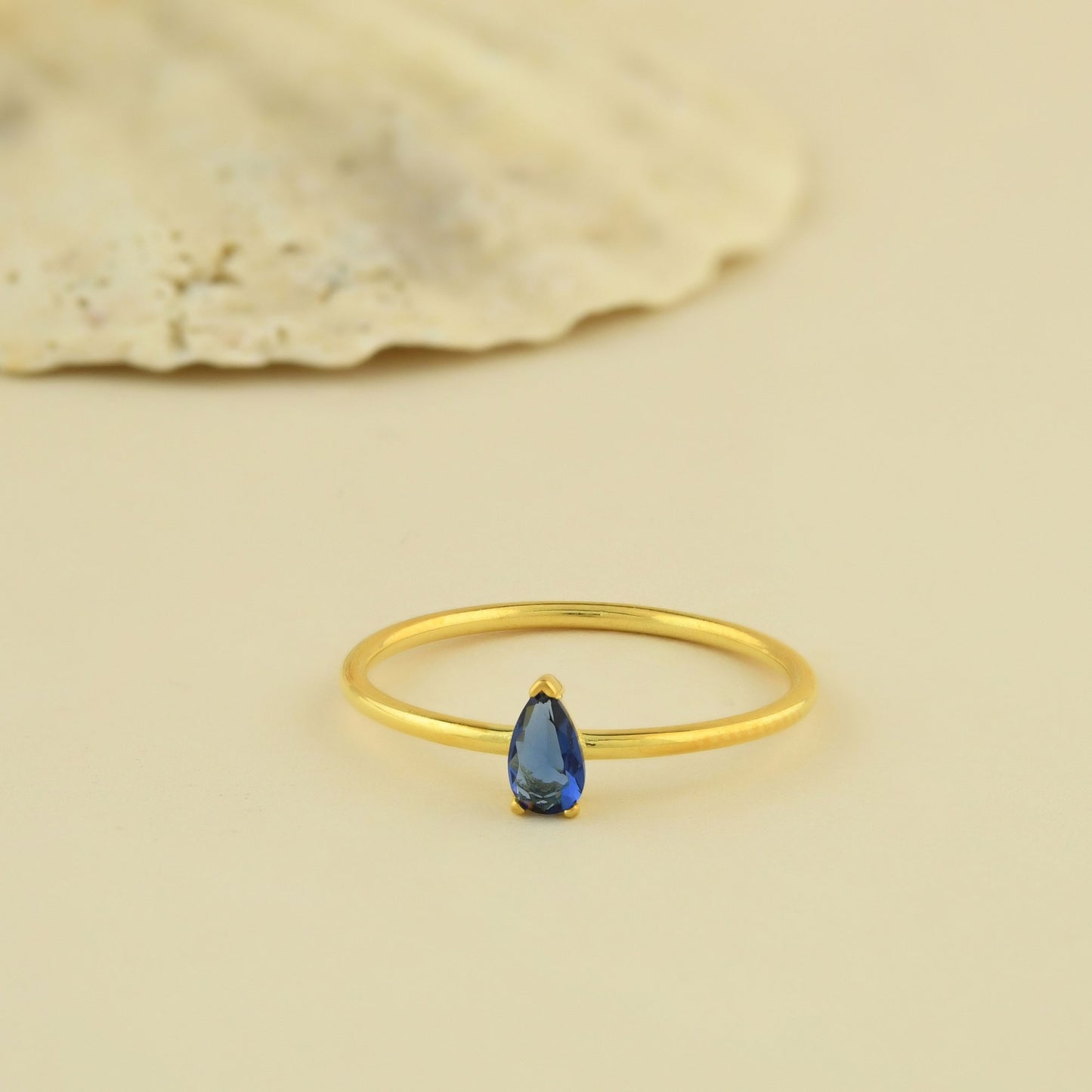 14K Gold Solitaire Pear Sapphire Ring - 2S217SAP