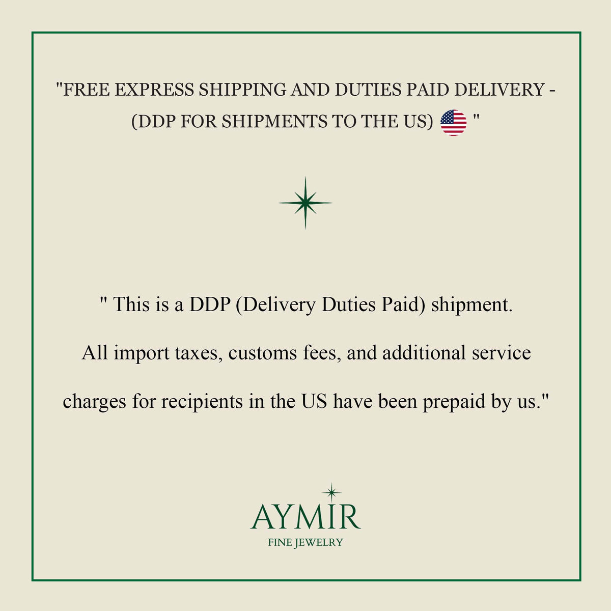 Free express shipping and duties paid delivery for US orders