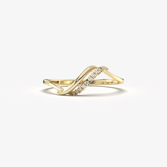18K Gold Thin Diamond Ring - LR119