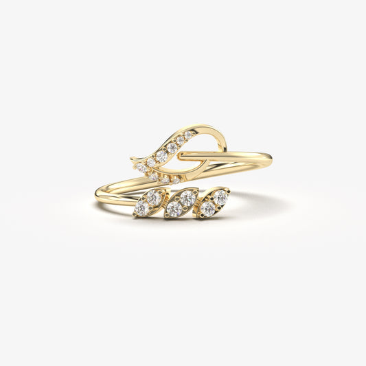 18K Gold Leaf Ivy Diamond Ring - LR124