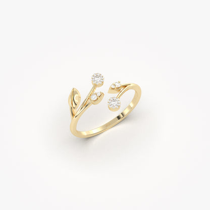 18K Gold Ivy Open Diamond Ring - LR141