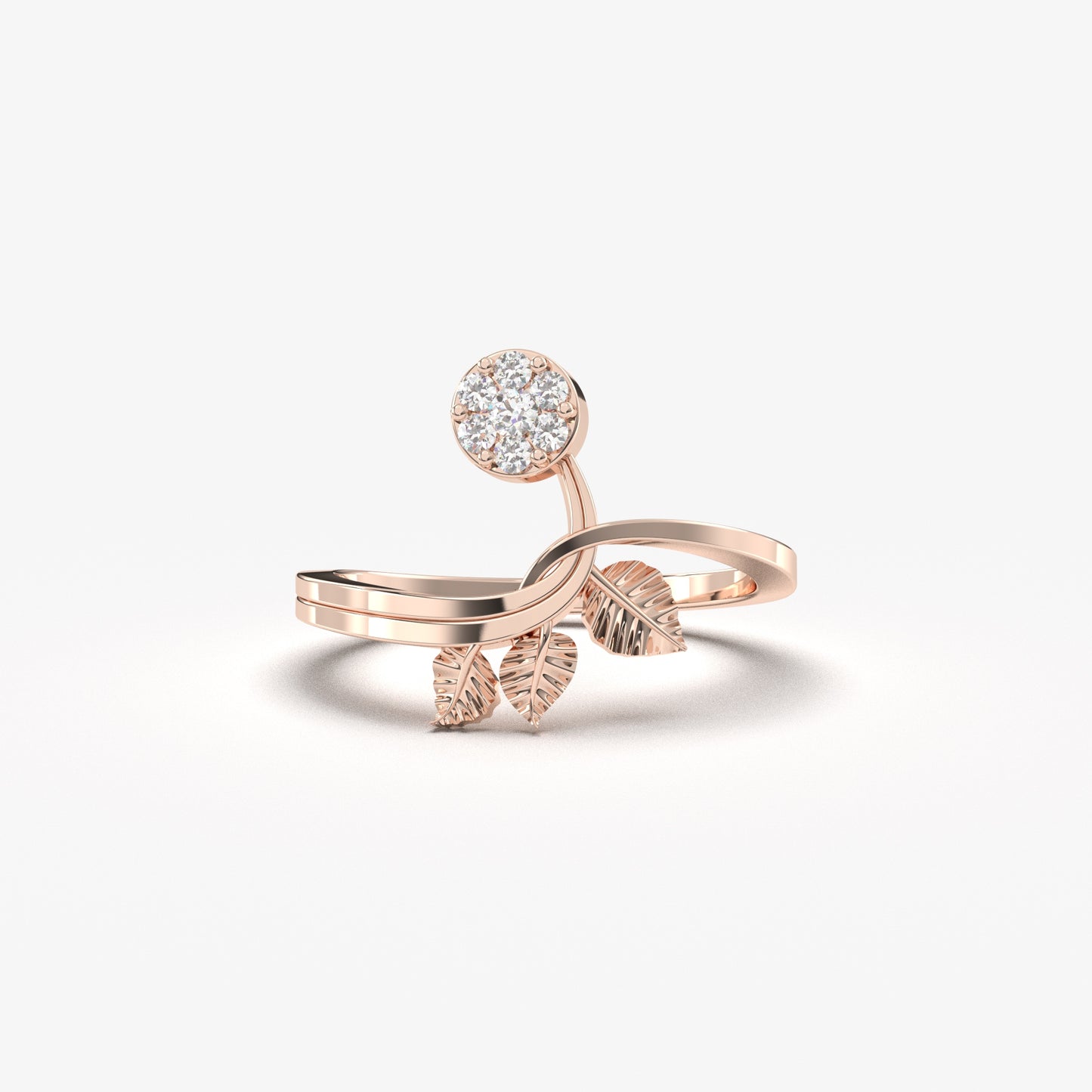 18K Gold Cluster Leaf Diamond Ring - LR147