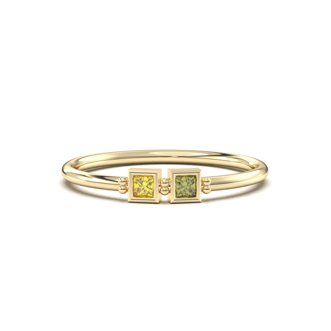 18K Gold Personalized 2 Stone Birthstone Family Ring - 2S198FAM2