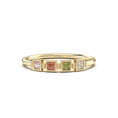 10K Gold Personalized 4 Stone Birthstone Family Ring - 2S198FAM4