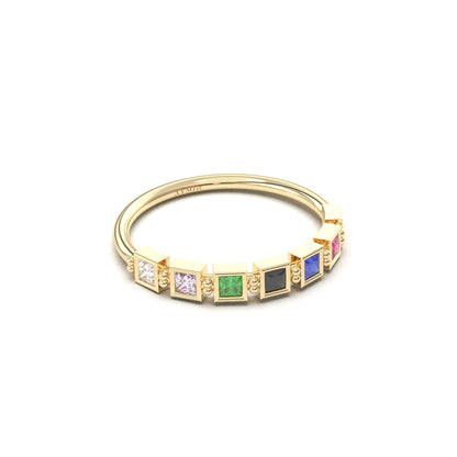 14K Gold Personalized 7 Stone Birthstone Family Ring - 2S198FAM7