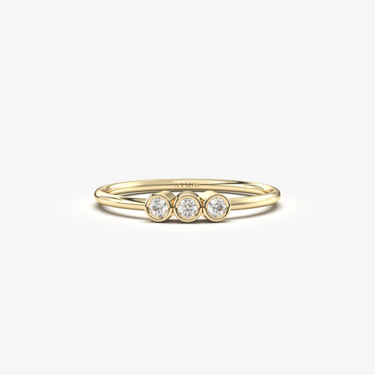 10K Gold Three Stone Diamond Ring - 2S105