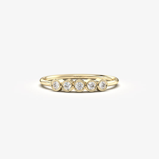 18K Gold Five Stone Diamond Ring - 2S108