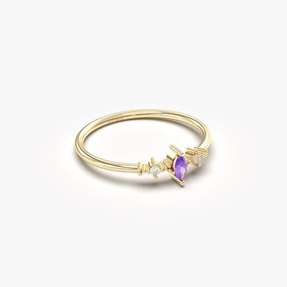 14K Gold Marquise Amethyst Ring - 2S111AME