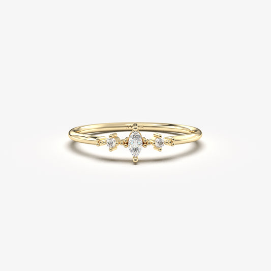 10K Gold Minimalist Marquise Diamond Ring - 2S111DIA
