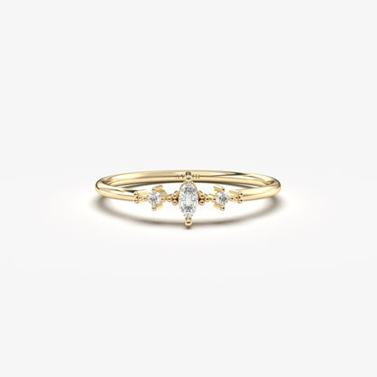 18K Gold Minimalist Marquise Diamond Ring - 2S111DIA