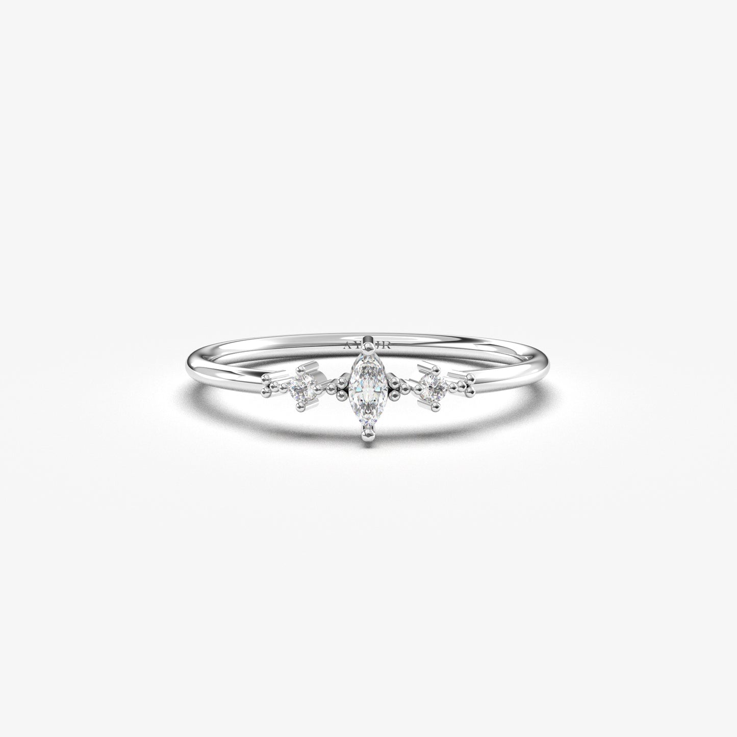 18K Gold Minimalist Marquise Diamond Ring - 2S111DIA