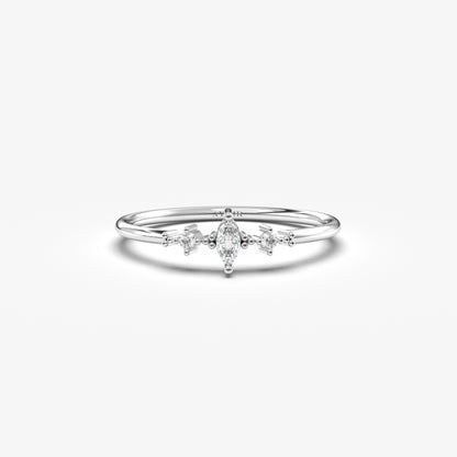 18K Gold Minimalist Marquise Diamond Ring - 2S111DIA