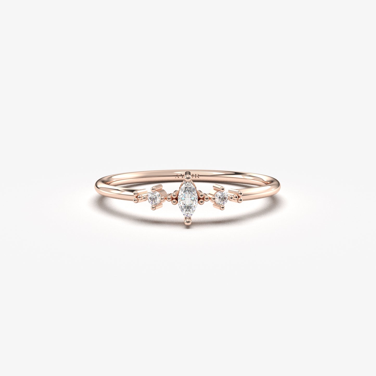 18K Gold Minimalist Marquise Diamond Ring - 2S111DIA