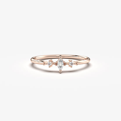 18K Gold Minimalist Marquise Diamond Ring - 2S111DIA