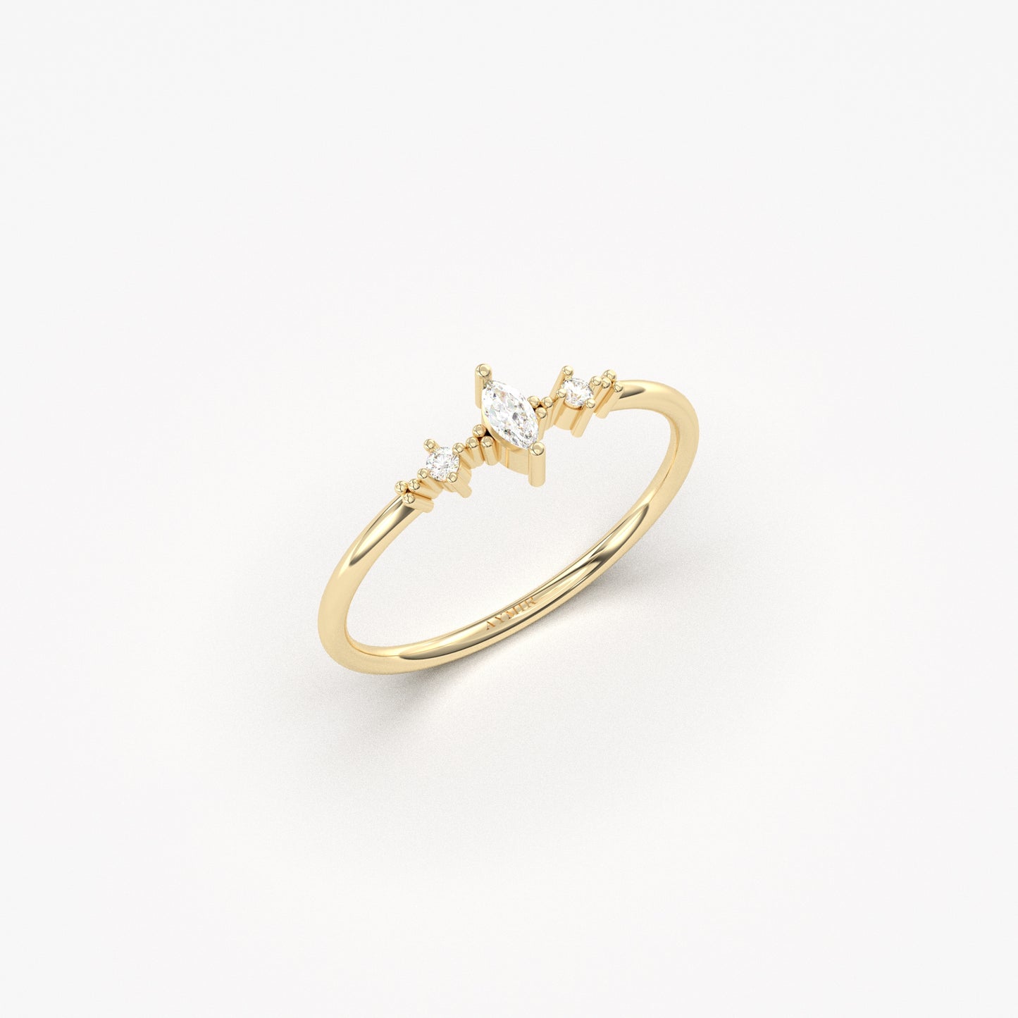 18K Gold Minimalist Marquise Ring - 2S111DIA