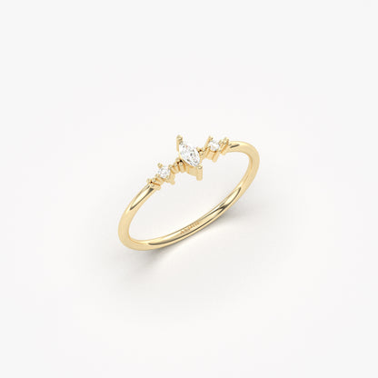 18K Gold Minimalist Marquise Ring - 2S111DIA