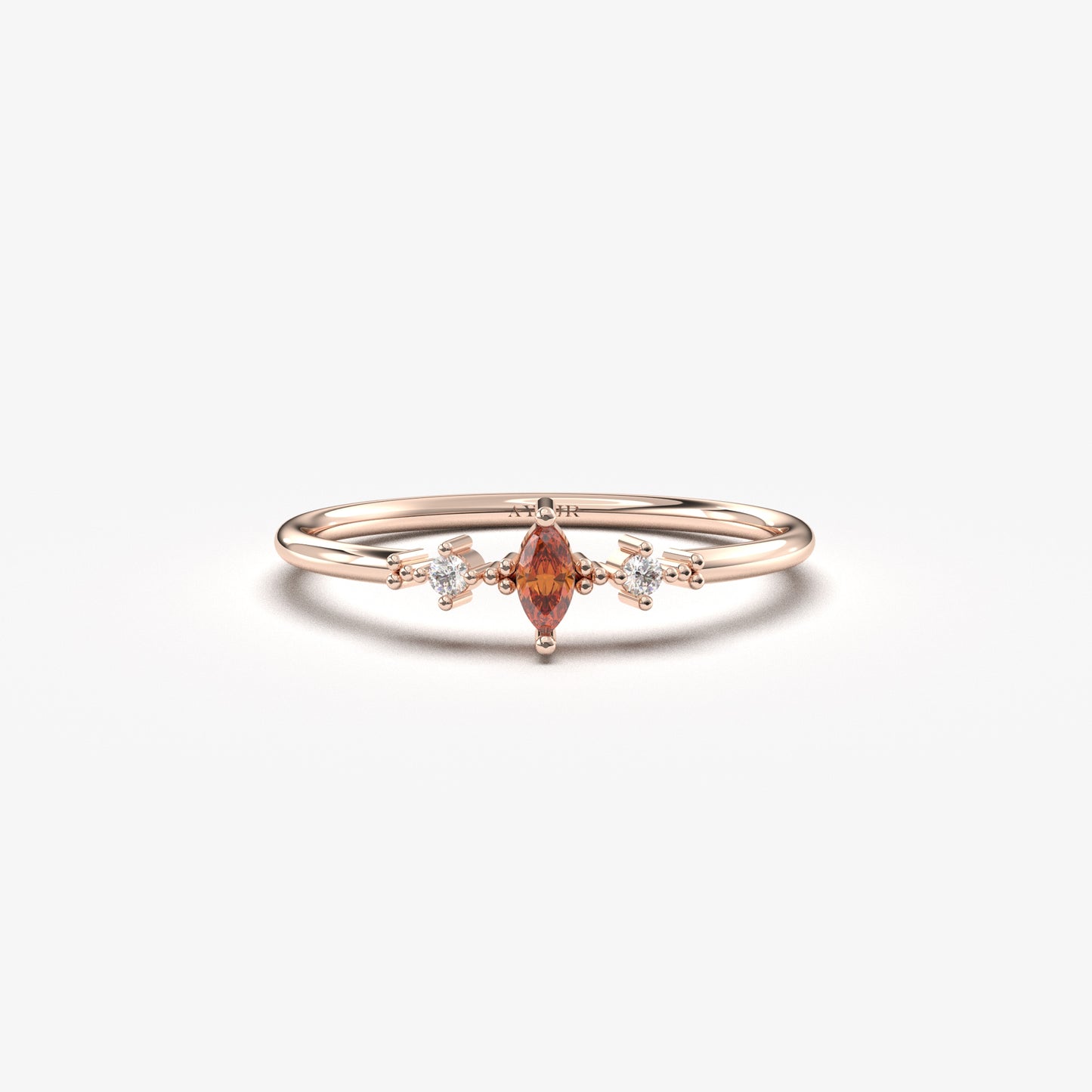 10K Gold Thin Marquise Garnet and Cz Ring - 2S111GAR
