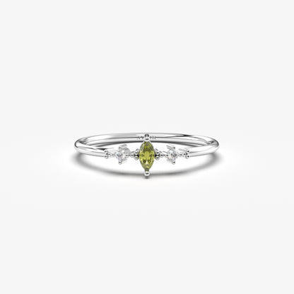 14K Gold Marquise Peridot Diamond Ring - 2S111PER