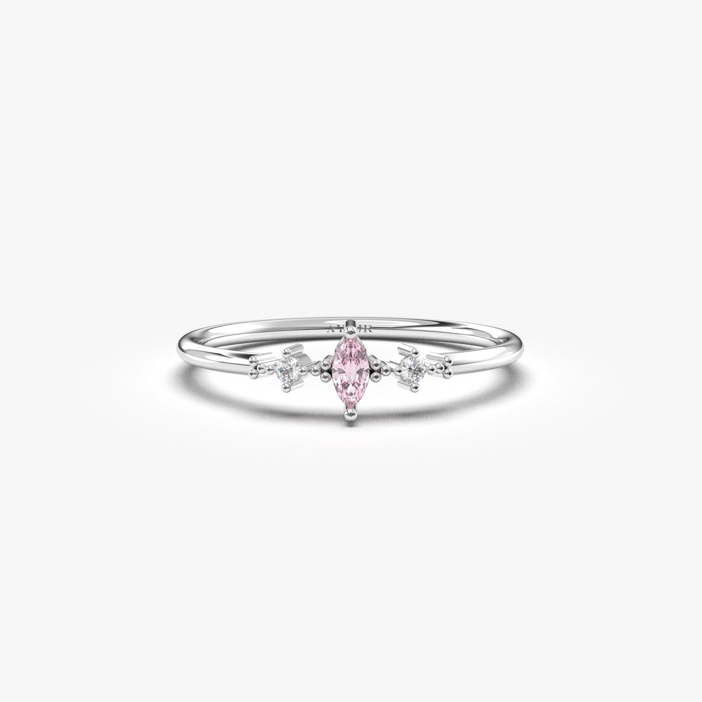 18K Gold Marquise Baguette and CZ Ring - 2S111PNK