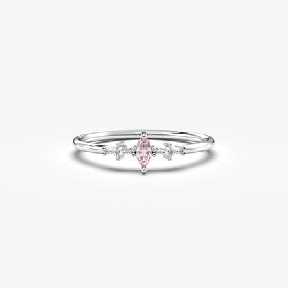 18K Gold Marquise Baguette and CZ Ring - 2S111PNK