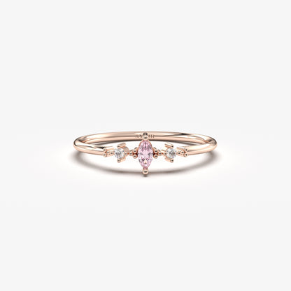 18K Gold Marquise Baguette and CZ Ring - 2S111PNK