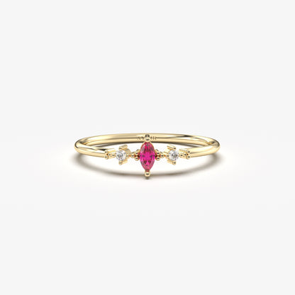 10K Gold Marquise Ruby Ring - 2S111RBY