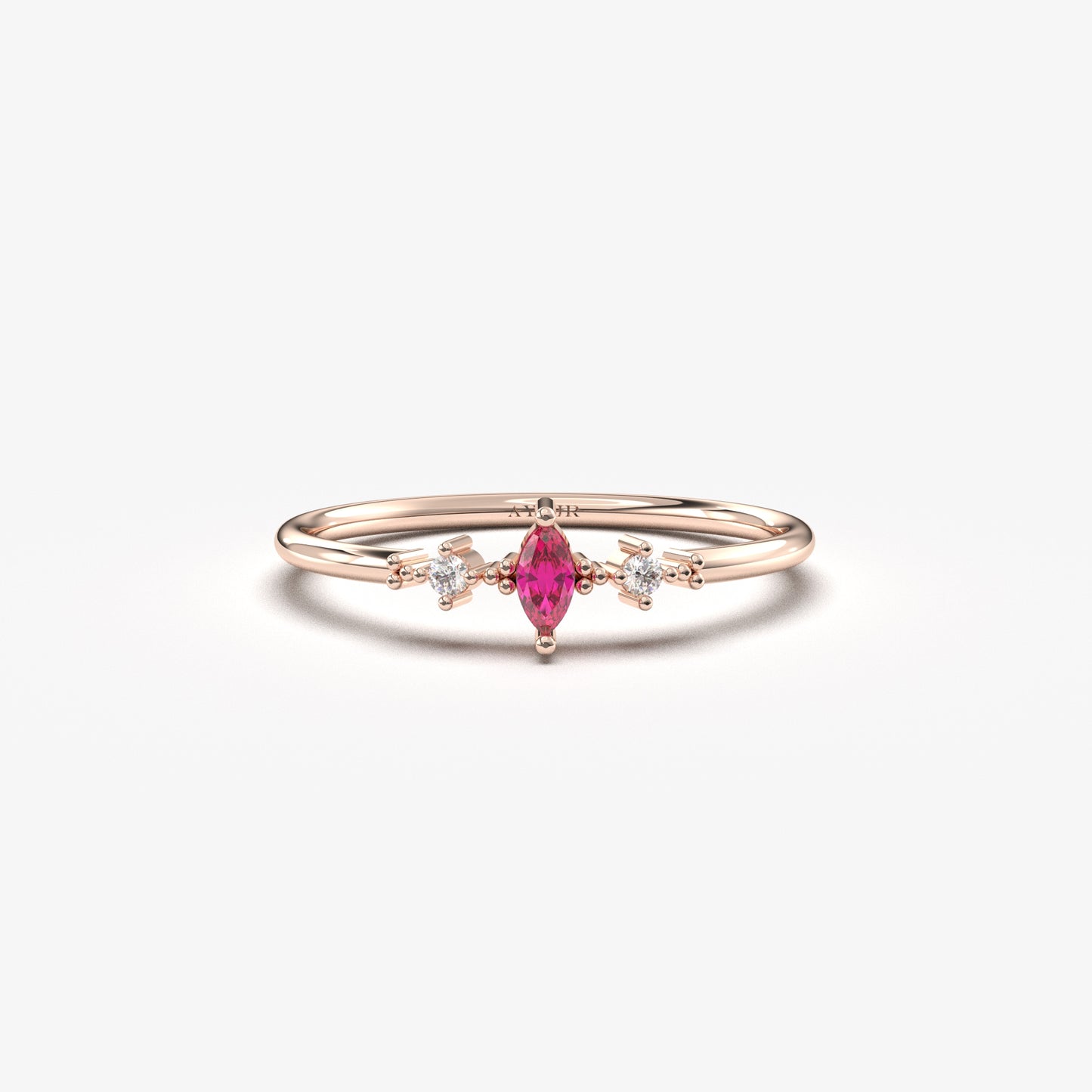 18K Gold Marquise Ruby Diamond Ring - 2S111RBY