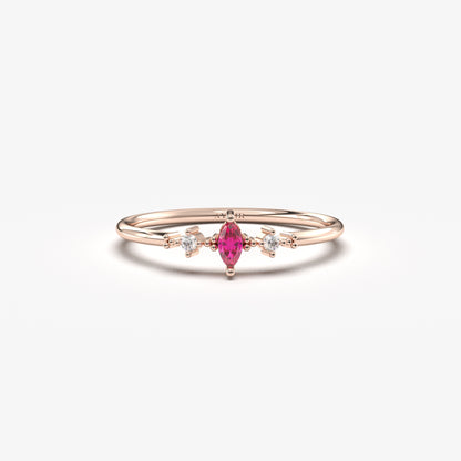 18K Gold Marquise Ruby Diamond Ring - 2S111RBY