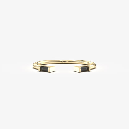 10K Gold Open Baguette Black Onyx Ring - 2S11BLK