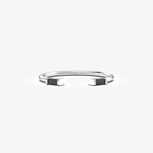 18K Gold Open Baguette Black Onyx Ring - 2S11BLK