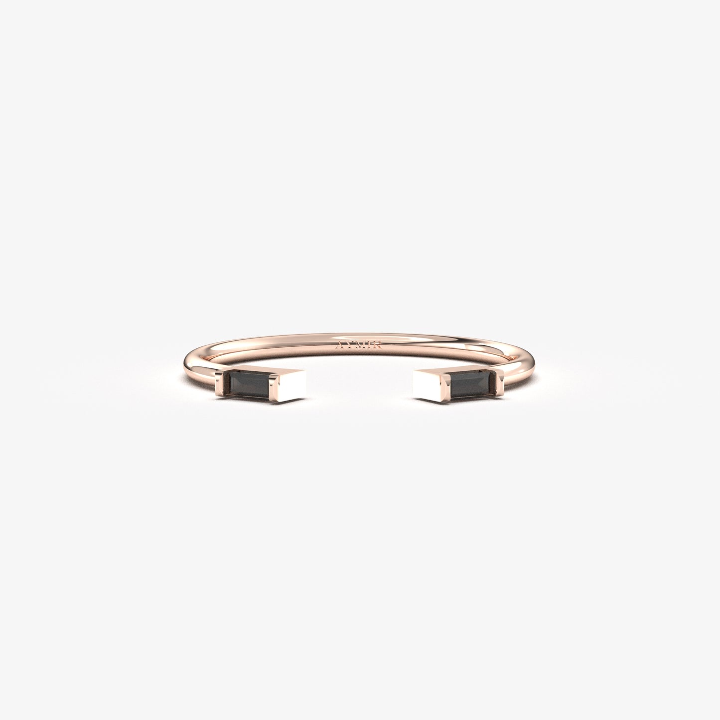 10K Gold Open Baguette Black Onyx Ring - 2S11BLK