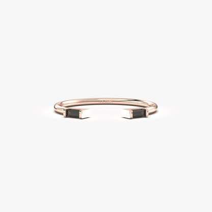 10K Gold Open Baguette Black Onyx Ring - 2S11BLK