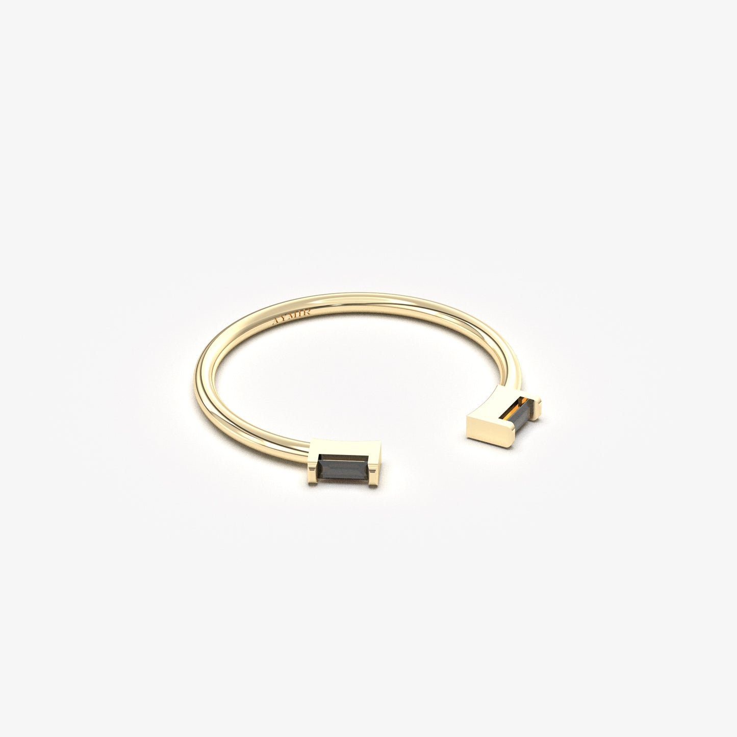 10K Gold Open Baguette Black Onyx Ring - 2S11BLK