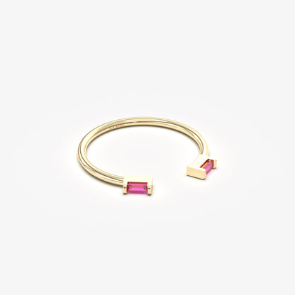 10K Gold Open Baguette Ruby Ring - 2S11RBY