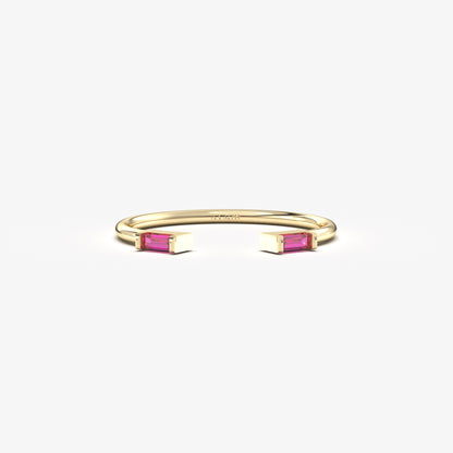 10K Gold Open Baguette Ruby Ring - 2S11RBY