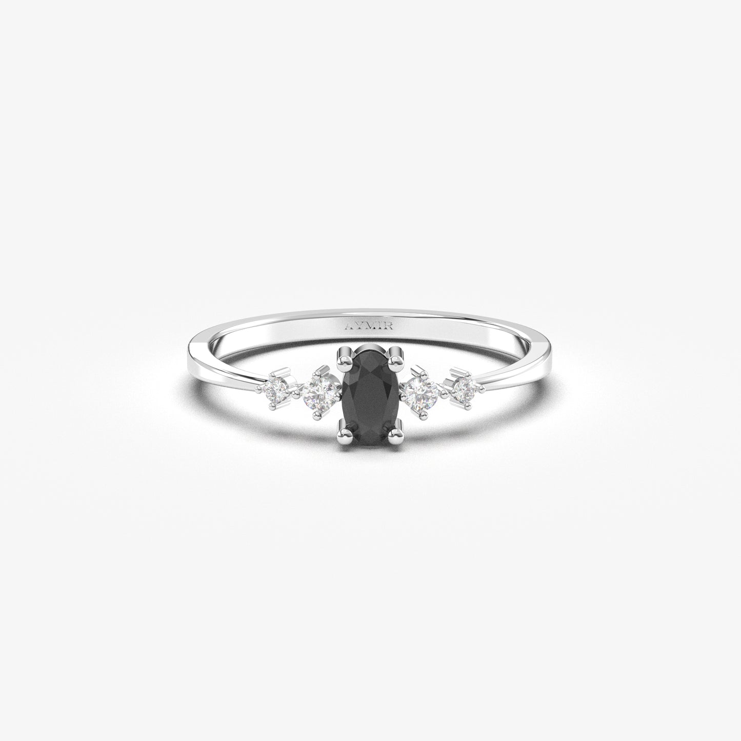 10K Gold Solitaire Oval Black Onyx and Cz Ring - 2S121BLK