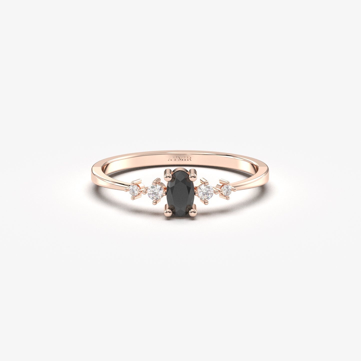 10K Gold Solitaire Oval Black Onyx and Cz Ring - 2S121BLK