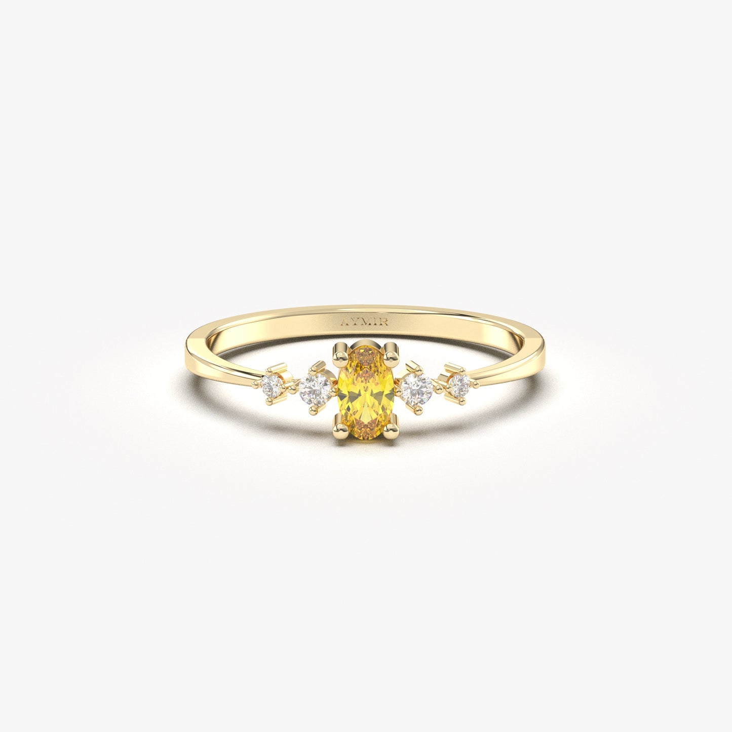 14K Gold Unique Oval Citrine and Diamond Ring - 2S121CIT