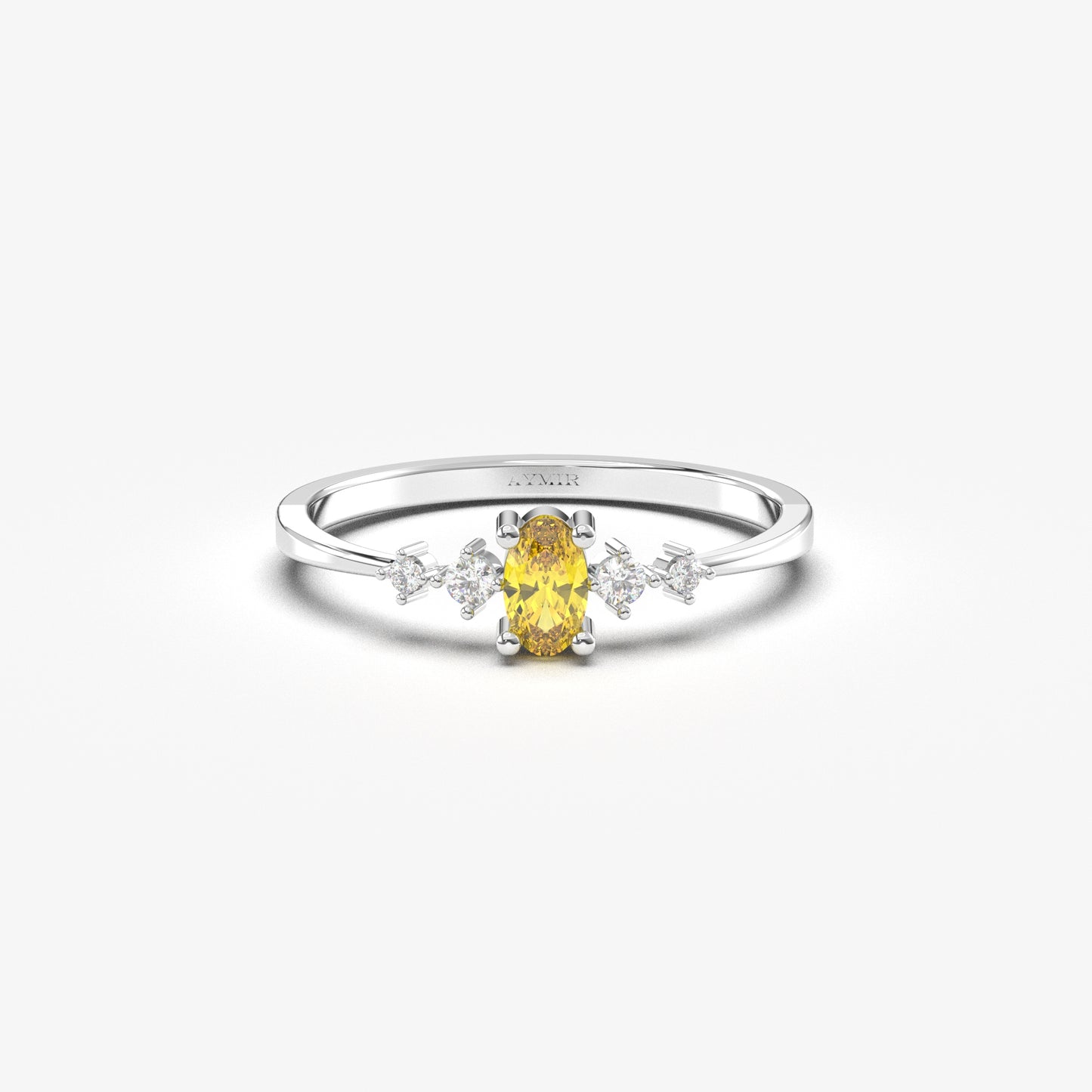 14K Gold Unique Oval Citrine and Diamond Ring - 2S121CIT
