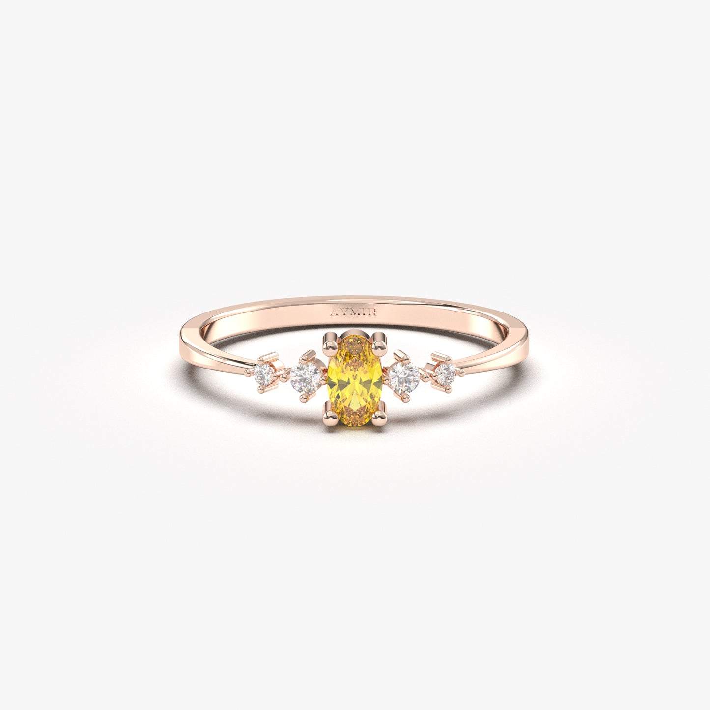 14K Gold Unique Oval Citrine and Diamond Ring - 2S121CIT